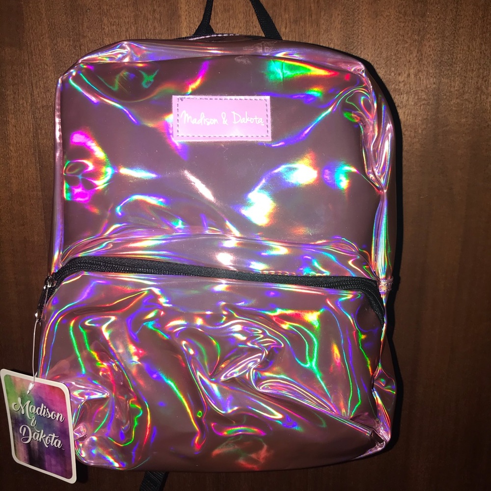 Shiny pink/purple mini backpack